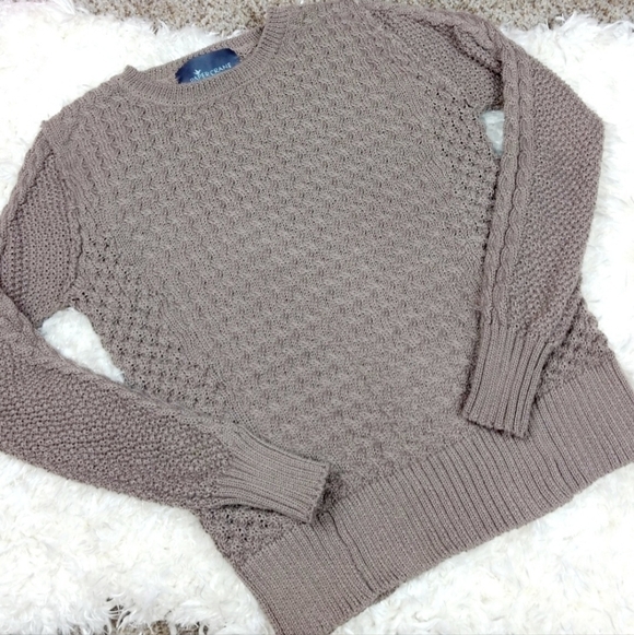 Paper Crane Grey Cable Knit Sweater Women's Medium M Crew Neck Classic Neutral - Picture 1 of 6